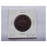 1834 Large Cent  Circulated Cent
