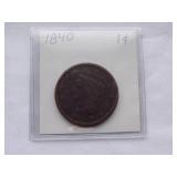 1840 Large Cent  Circulated Cent