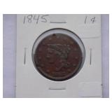 1845 Large Cent  Circulated Cent