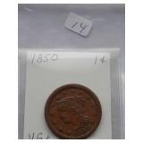 1850 Large Cent  Circulated Cent