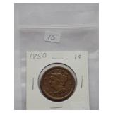 1850 Large Cent  Circulated Cent