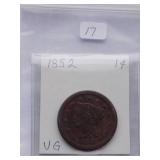1852 Large Cent  Circulated Cent