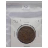 1853 Large Cent  Circulated