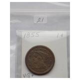 1855 Large Cent   Circulated
