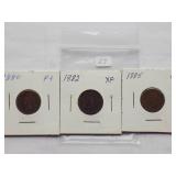 1880,1882, 1885 Indian Cents. Circulated