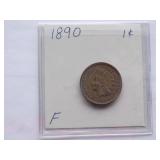 1887, 1889, 1890 Indian Cent, Circulated