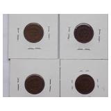 1887, 1890, 1891, 1892  Indian Cent, Circulated