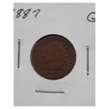 1887, 1890, 1891, 1892  Indian Cent, Circulated