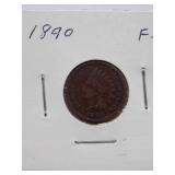 1887, 1890, 1891, 1892  Indian Cent, Circulated