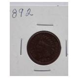 1887, 1890, 1891, 1892  Indian Cent, Circulated