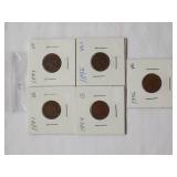 1891, 1893, 1894, 1895 1887 Indian Cent, Circulated