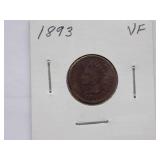 1891, 1893, 1894, 1895 1887 Indian Cent, Circulated