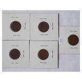 1891, 1893, 1894, 1895 1887 Indian Cent, Circulated
