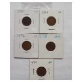 1893,1894, 1895, 1896 Indian Cent, Circulated
