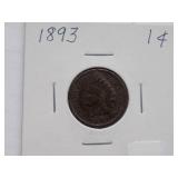 1893,1894, 1895, 1896 Indian Cent, Circulated