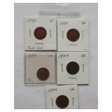 1893, 1899, 1895, 1898, Indian Cent, Circulated