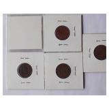 1893, 1899, 1895, 1898, Indian Cent, Circulated