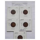 1901, 1900, 1899, 1898, 1893, Indian Cent, Circulated