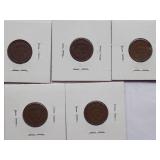 1901, 1900, 1899, 1898, 1893, Indian Cent, Circulated