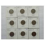 1927,1927-D, 1928,1929,1929-D, 1929-S,1930,1934,1934-D  Buffalo Nickel