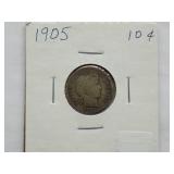 1905-O, 1905-S Barber dime