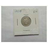1908, 1907, 1906-S, 1906 Barber dime