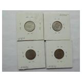 1908, 1907, 1906-S, 1906 Barber dime
