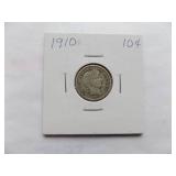 1910, 1909, 1908-S, 1908-D  Barber dime