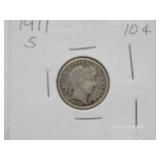 1910-S,1911-S, 1911-D, 1911, Barber Dimes