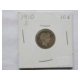 1910-S,1911-S, 1911-D, 1911, Barber Dimes
