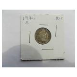 1914-S, 1915-S, 1915, 1916-S, 1916 Barber Dimes
