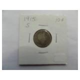 1914-S, 1915-S, 1915, 1916-S, 1916 Barber Dimes