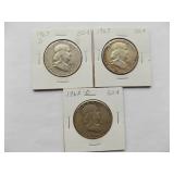 1962-D, 1963, 1963-D  Franklin Half Dollar