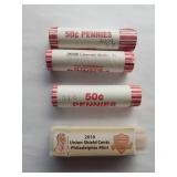 Lincoln Pennies 4 - rolls  2009-D?, 2010-p