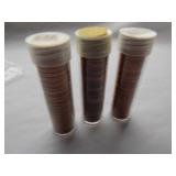 3 - rolls of Lincoln Cents - 1961, 1963 Cent Rolls