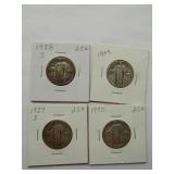 1928-S, 1929, 1929-D, 1930 Standing Liberty Quarter