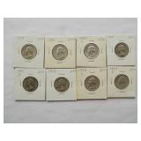 1939, 1940, 1940-S,1941,1941-D, 1942, 1942-S, 1943-D WASHINGTON QUARTERS