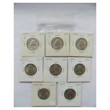 WASHINGTON QUARTERS 1943-D, 1944-D, 1945,1945-D, 1946, 1946-D,1947-D, 1947