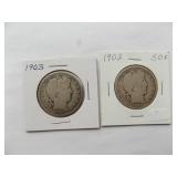 1902, 1903 Barber half