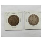1909, 1910-S Barber half