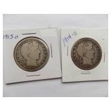 1915-D, 1914-S, Barber half