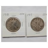 1917, 1918 Walking Liberty Half Dollar