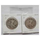 1917-D, 1917-S Walking Liberty Half Dollar