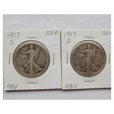 1917-D, 1917-S Walking Liberty Half Dollar