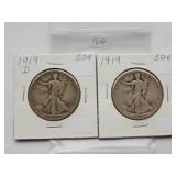 1919, 1919-D Walking Liberty Half Dollar