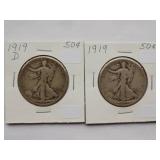 1919, 1919-D Walking Liberty Half Dollar