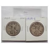 1919-S, 1920 Walking Liberty Half Dollar
