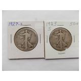 1923-S, 1927-S Walking Liberty Half Dollar