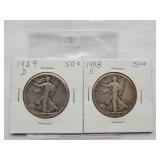 1928-S, 1929-D Walking Liberty Half Dollar