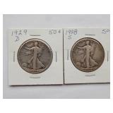 1928-S, 1929-D Walking Liberty Half Dollar